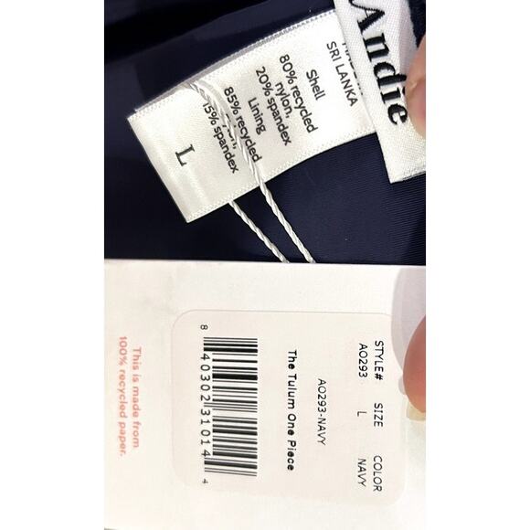 Andie Swim the Tulum Eco Nylon One Piece in Navy L NWT - Picture 3 of 5